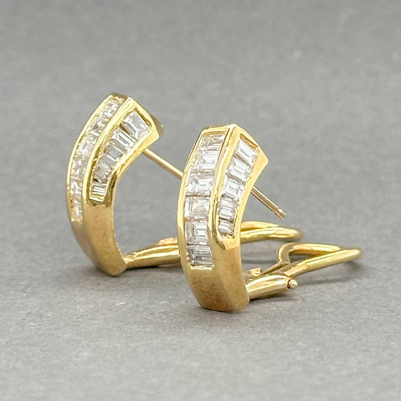 Estate 18K Y Gold 1.84cttw H-I/VS2-SI1 Diamond J Hoop Earrings - Walter Bauman Jewelers