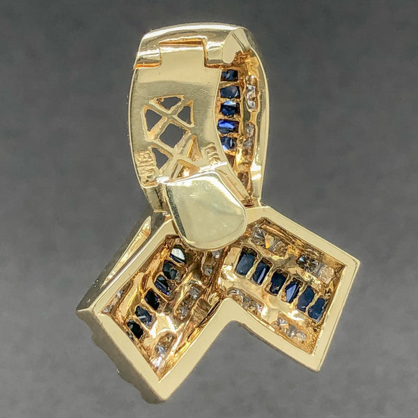 Estate 18K Y Gold 2cttw G-H/VS1-2 Diamond & 1.5cttw Sapphire Enhancer Pendant - Walter Bauman Jewelers