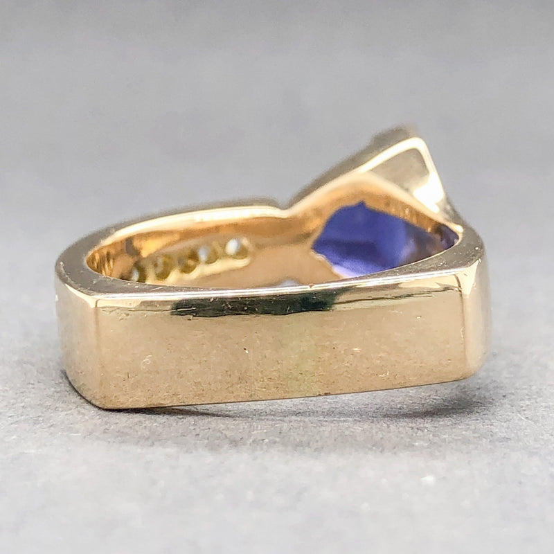 Estate 18K Y Gold 4.26ct Tanzanite & 0.30ctw G-H/VS2-SI1 Diamond Ring - Walter Bauman Jewelers