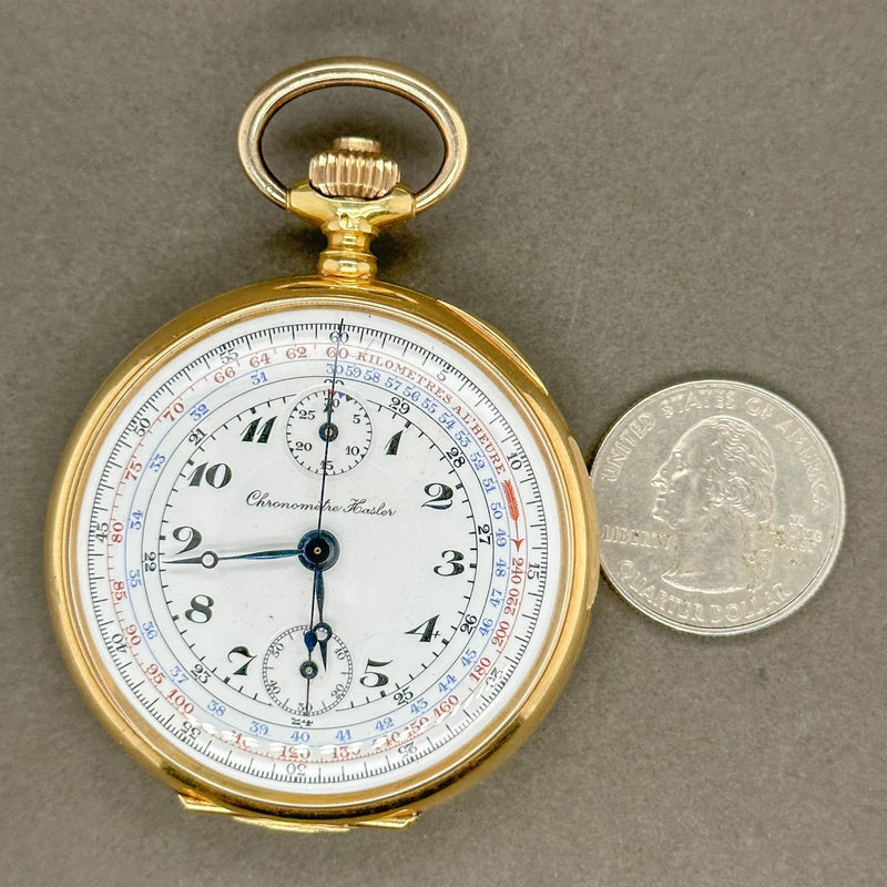 Estate 18K Y Gold Chronome'tre Hasler Pocket Watch - Walter Bauman Jewelers