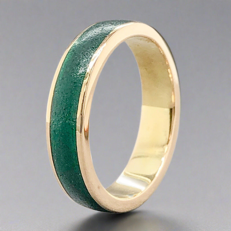 Estate 18K Y Gold Green Enamel 4mm Ring - Walter Bauman Jewelers