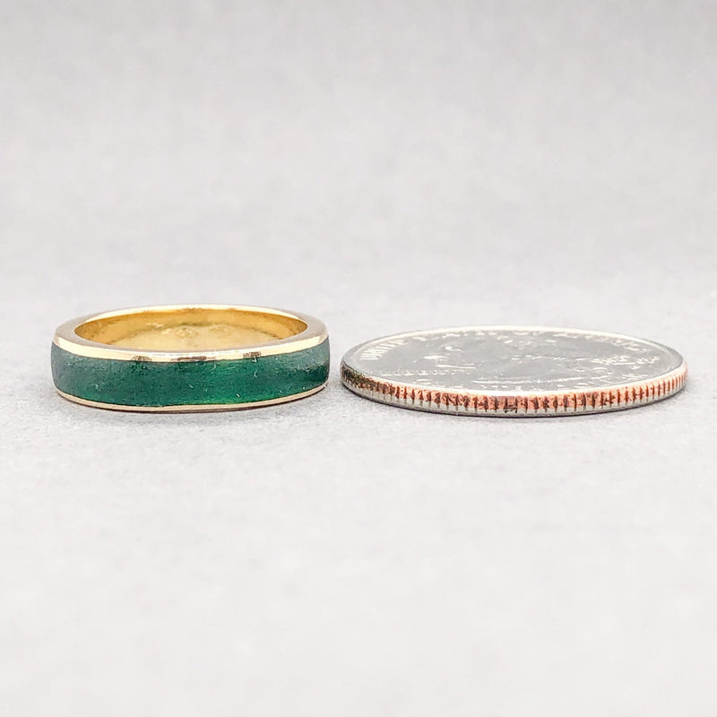 Estate 18K Y Gold Green Enamel 4mm Ring - Walter Bauman Jewelers