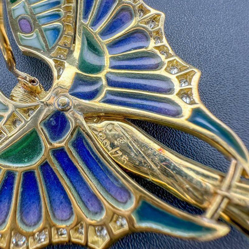 18 kt gold brooch 'butterfly' with plique-a- jour enamel…