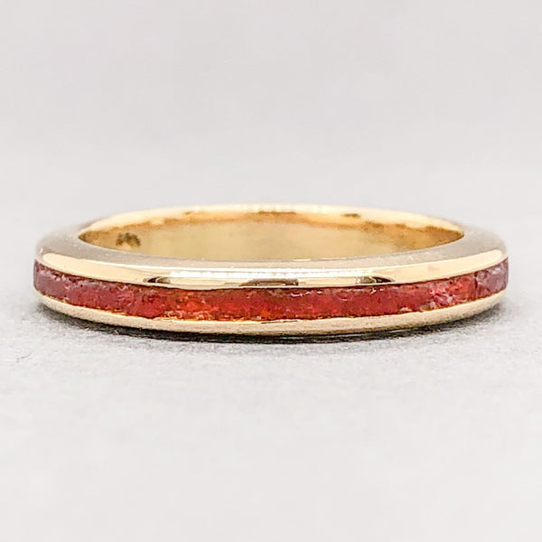 Estate 18K Y Gold Red Enamel 3mm Ring - Walter Bauman Jewelers