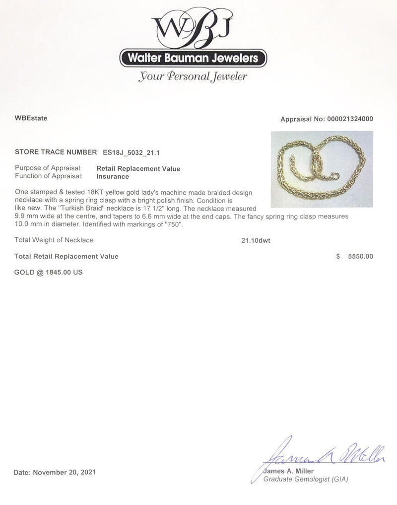 Estate 18K Y Gold Turkish Braid Riviere Necklace - Walter Bauman Jewelers