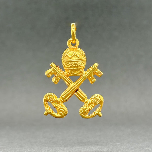 Estate 18K Y Gold Vatican Papal Coat of Arms Pendant - Walter Bauman Jewelers