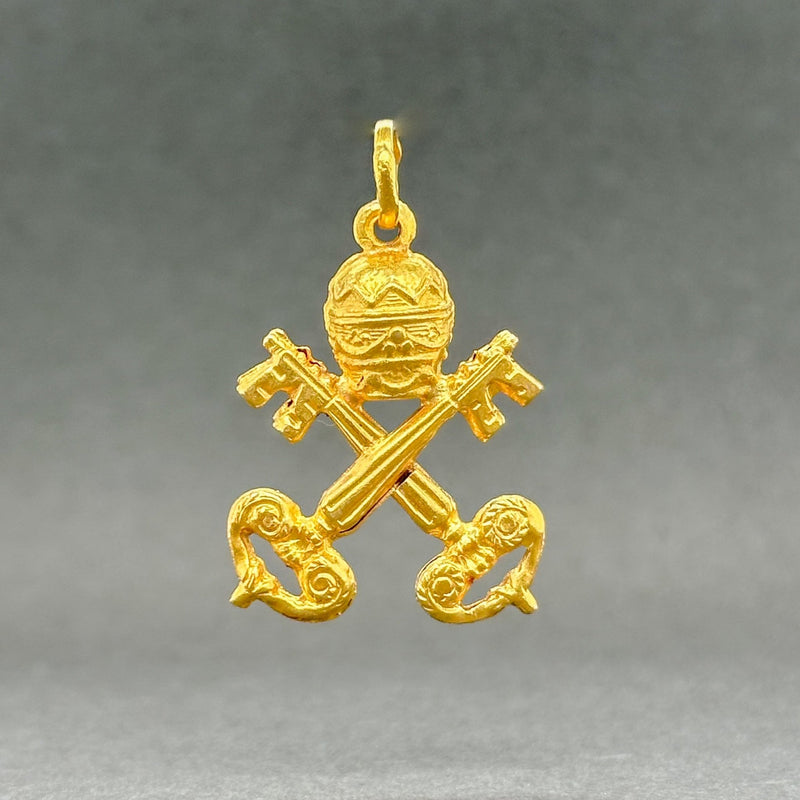 Estate 18K Y Gold Vatican Papal Coat of Arms Pendant - Walter Bauman Jewelers