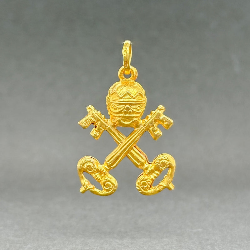 Estate 18K Y Gold Vatican Papal Coat of Arms Pendant - Walter Bauman Jewelers