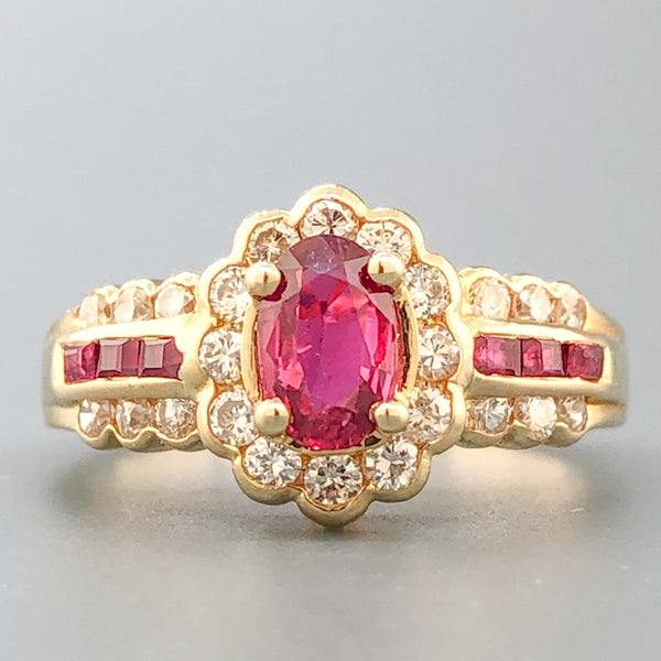 Estate 18k YG 0.42cttw Ruby & 0.60cttw Diamond Ring - Walter Bauman Jewelers