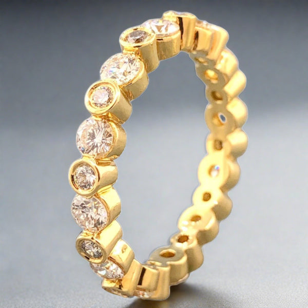 Estate 18k YG 2cttw Bezel Diamond Eternity Ring - Walter Bauman Jewelers
