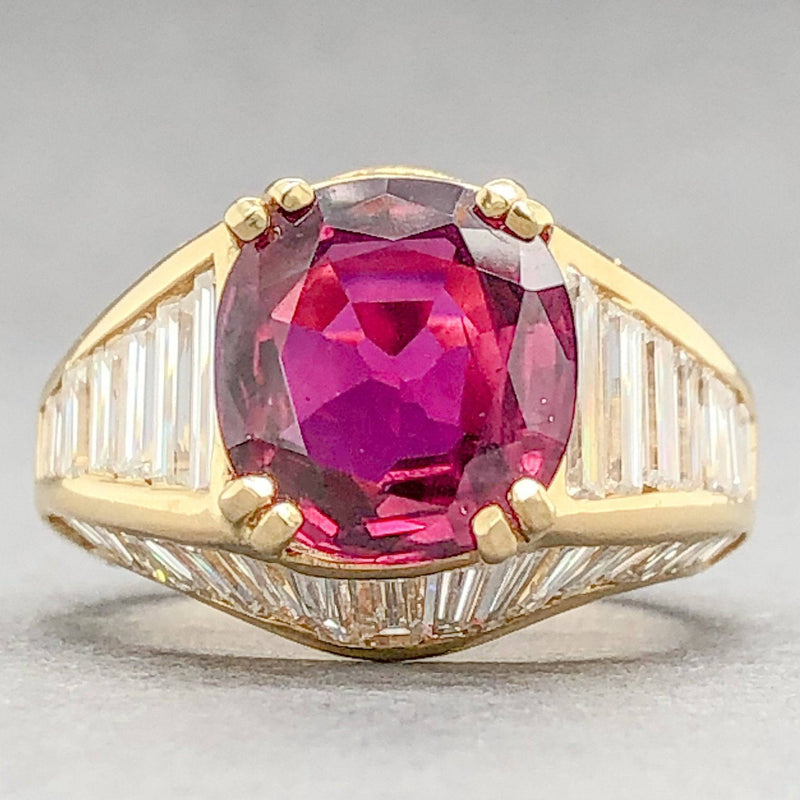 Estate 18K YG, GIA 3.73ct Ruby & 3cttw Diamond Ring - Walter Bauman Jewelers