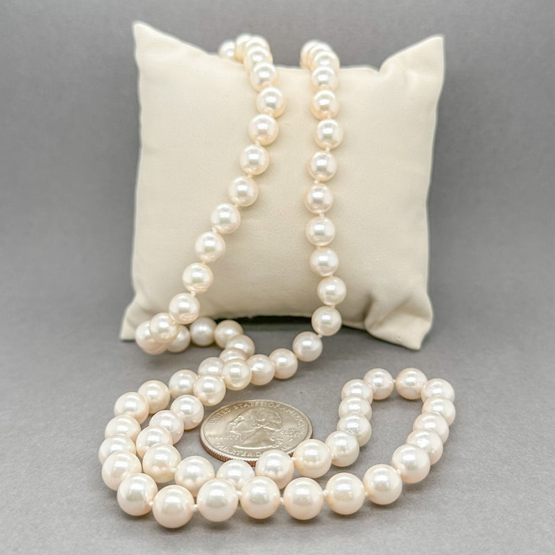 Estate 34" 7-7.5mm Akoya Pearl Mystery Clasp Necklace - Walter Bauman Jewelers