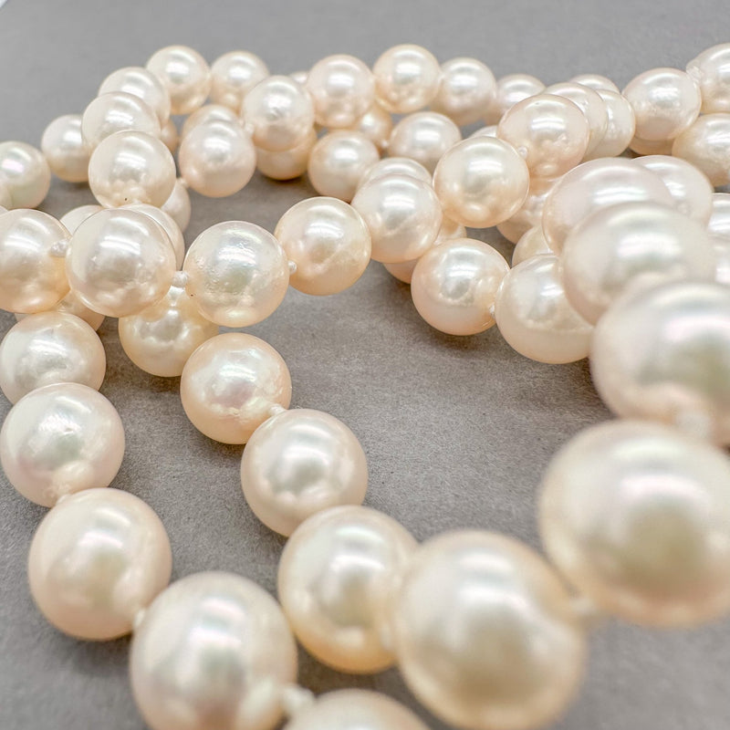 Estate 34" 7-7.5mm Akoya Pearl Mystery Clasp Necklace - Walter Bauman Jewelers