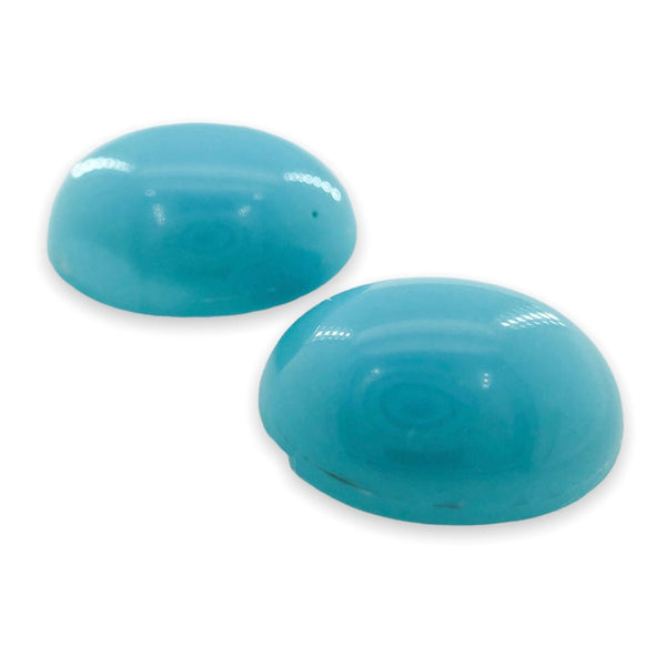 Estate 6.27cttw Pair of Oval Cabochon Lab-Created Turquoise - Walter Bauman Jewelers