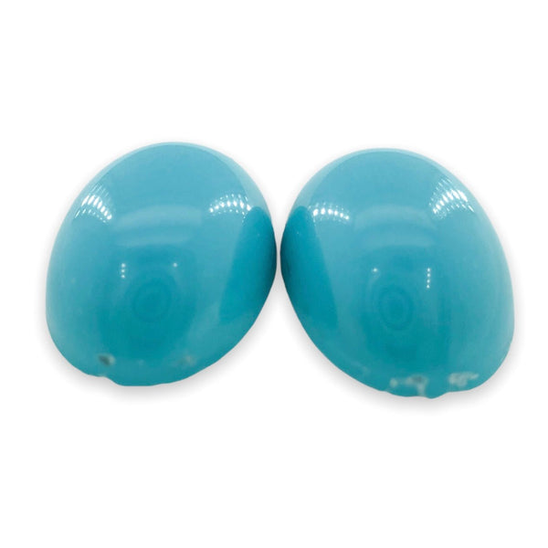 Estate 6.27cttw Pair of Oval Cabochon Lab-Created Turquoise - Walter Bauman Jewelers