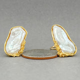 Estate Anthony Kim 18K Y Gold Baroque Pearl Clip On Earrings - Walter Bauman Jewelers