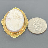 Estate Antique 10K Y Gold Flora Cameo Pin - Walter Bauman Jewelers