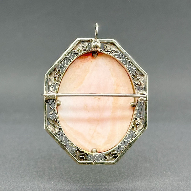 Estate Art Deco 10K W Gold Cameo Pendant/Pin - Walter Bauman Jewelers