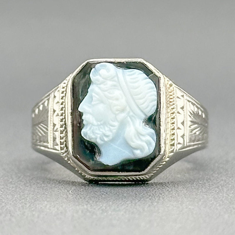 Estate Art Deco 10K W Gold Onyx Warrior Cameo Ring - Walter Bauman Jewelers