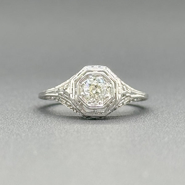 Estate Art Deco 18K W Gold 0.40ct I/VS2 Diamond Engagement Ring - Walter Bauman Jewelers