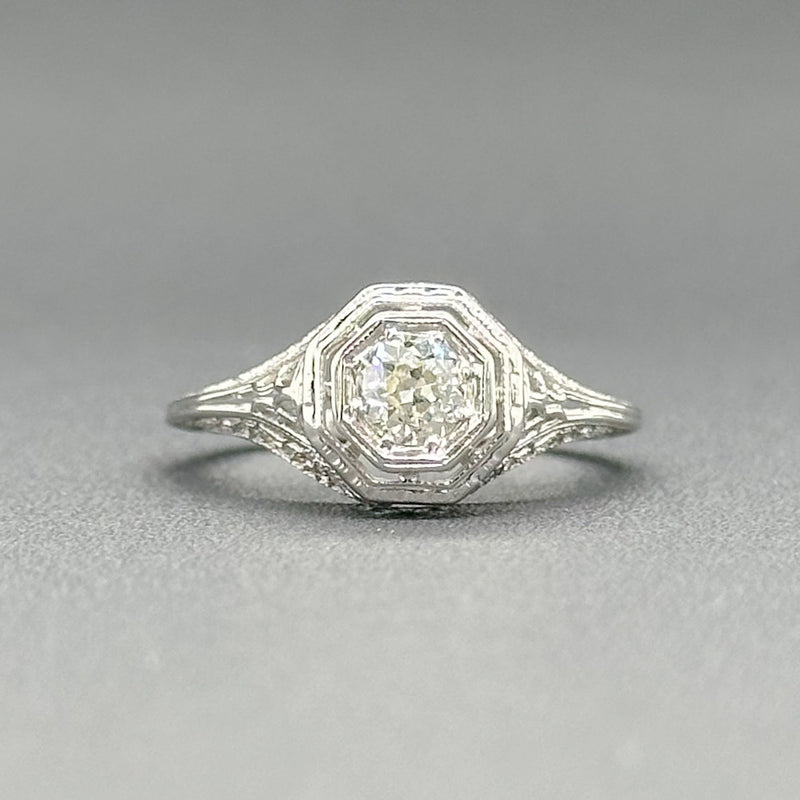 Estate Art Deco 18K W Gold 0.40ct I/VS2 Diamond Engagement Ring - Walter Bauman Jewelers