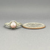 Estate Art Deco 18K W Gold Pink Akoya Pearl Ring - Walter Bauman Jewelers
