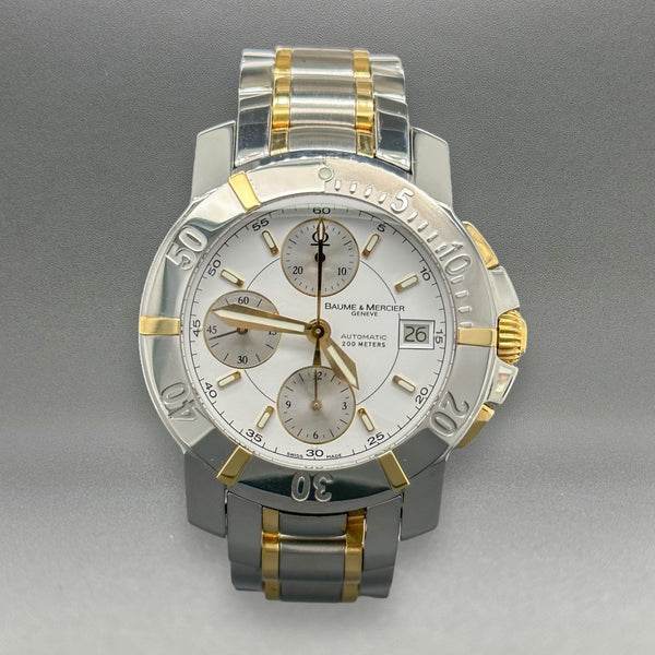 Estate Baume & Mercier STST & 18 Capeland Chronograph Men’s Automatic Watch Ref#65422 - Walter Bauman Jewelers