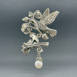 Estate Bixby SS 18 Mother of Pearl, Lapis, Turquoise, & FWP Hummingbird Pendant - Walter Bauman Jewelers