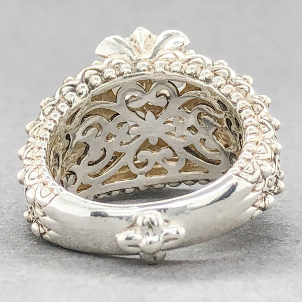 Estate Bixby SS & 18K Y Gold 1.76cttw White Topaz Flower Ring - Walter Bauman Jewelers