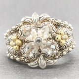 Estate Bixby SS & 18K Y Gold 1.76cttw White Topaz Flower Ring - Walter Bauman Jewelers