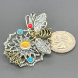 Estate Bixby SS Brass Multi-Gemstone Bee Enhancer Pendant - Walter Bauman Jewelers