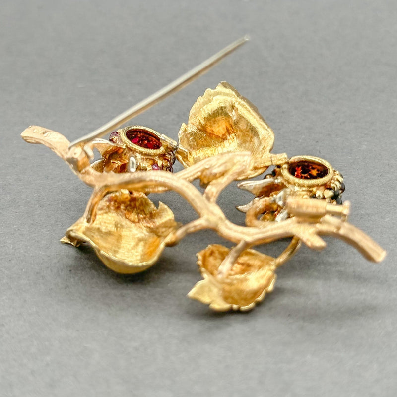 Sweet Vintage Lab Created Ruby Brooch Pin Yellow Gold EraGem Estate, Antique & Vintage Jewelry