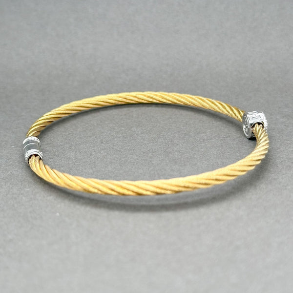 Estate Charriol 18K W Gold Steel 0.04ctw H/SI1 Diamond Cable Station Bracelet - Walter Bauman Jewelers