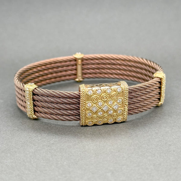 Estate Charriol 18K Y Gold & Steel Diamond 5 Cable Bracelet - Walter Bauman Jewelers