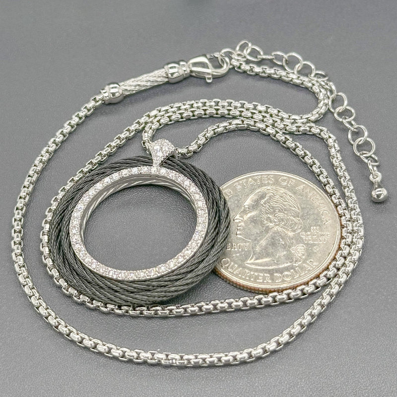 Estate Charriol STST/18 Alor G-H/SI1 Diamond Circle Pendant - Walter Bauman Jewelers