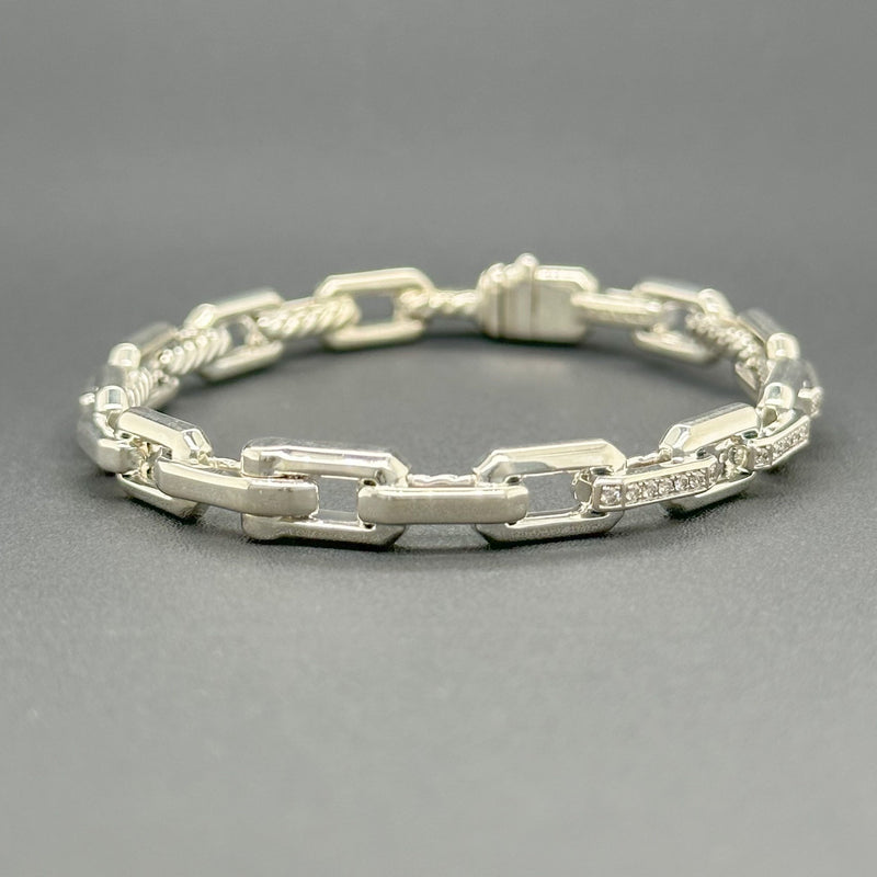 Estate David Yurman SS 0.19cttw G-H/SI1-2 Stax Link Bangle Bracelet - Walter Bauman Jewelers