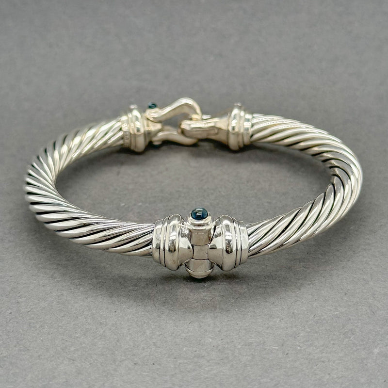 Estate David Yurman SS 0.25cttw H/SI1 Diamond & 0.18cttw Blue Quartz Buckle Bracelet - Walter Bauman Jewelers