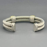 Estate David Yurman SS 14 1.44cttw Purple Sapphire Cable Cuff Bracelet - Walter Bauman Jewelers