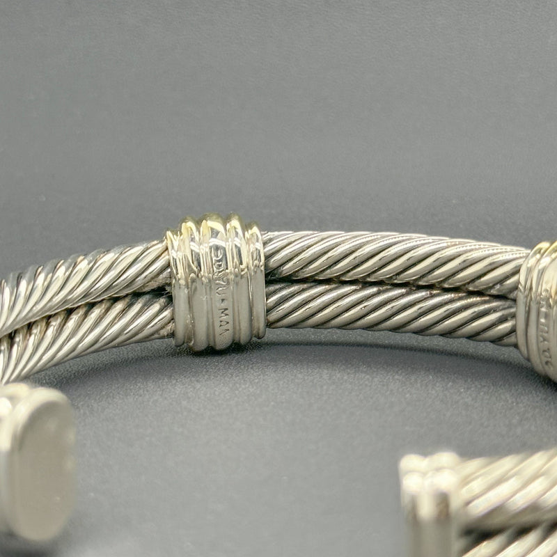 Estate David Yurman SS 14 1.44cttw Purple Sapphire Cable Cuff Bracelet - Walter Bauman Jewelers