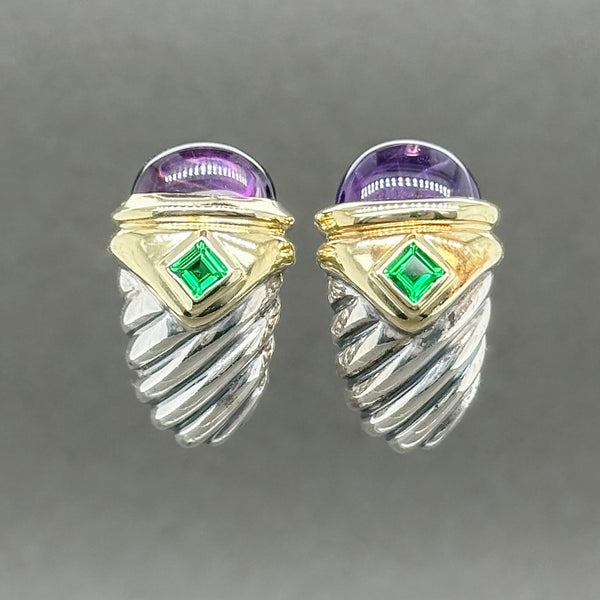 Estate David Yurman SS 14 Amethyst & Tourmaline Earrings - Walter Bauman Jewelers