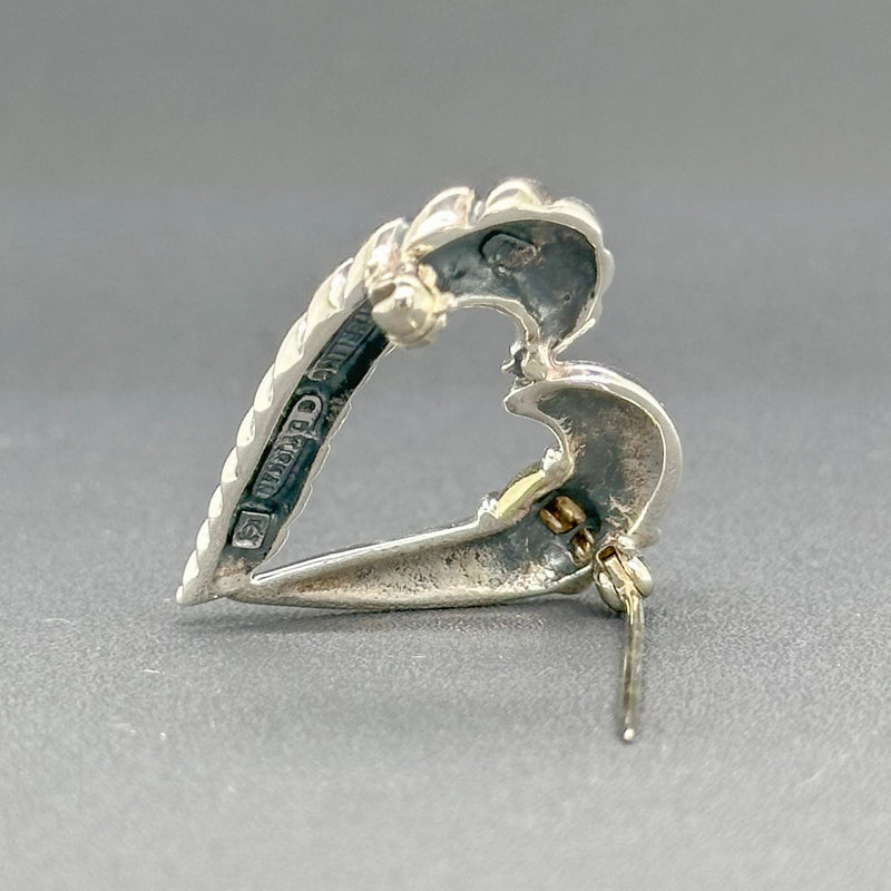 Estate David Yurman SS 14 Two Tone Cable Heart Brooch - Walter Bauman Jewelers