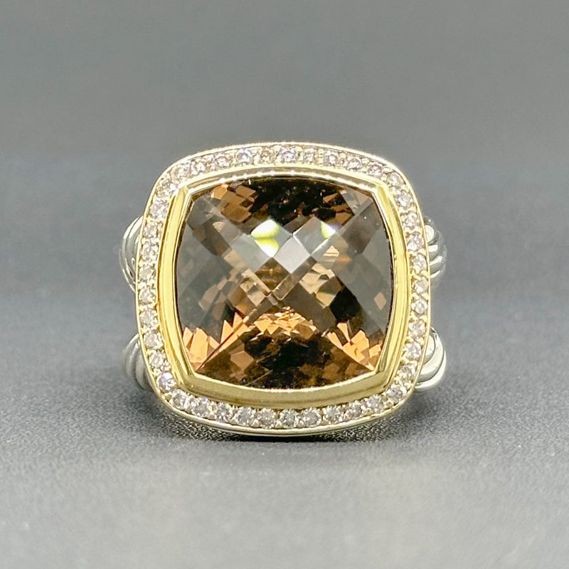 Estate David Yurman SS 18 11.55ct Smoky Quartz & G-H/VS2-SI1 Diamond Albion Ring - Walter Bauman Jewelers