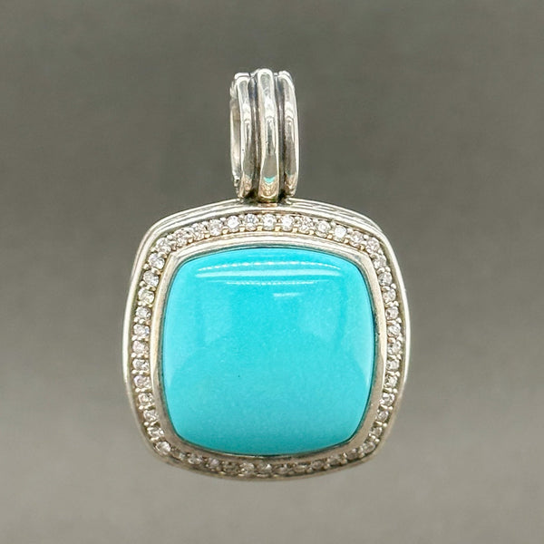Estate David Yurman SS Albion Turquoise & 0.24ctw G-H/VS2 Diamond Enhancer Pendant - Walter Bauman Jewelers