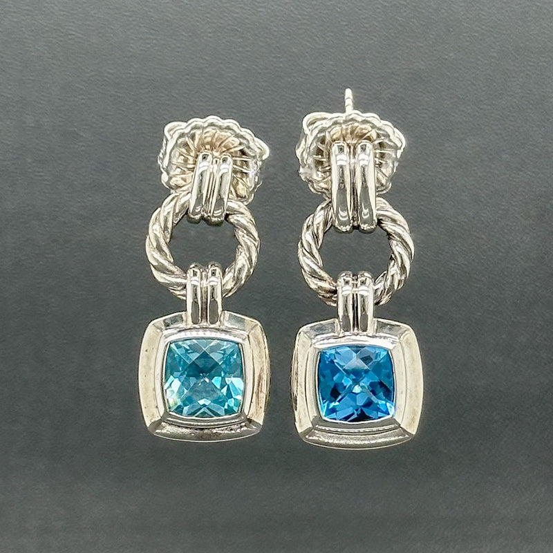 Estate David Yurman SS Renaissance 4.46cttw Blue Topaz Dangle Earrings - Walter Bauman Jewelers