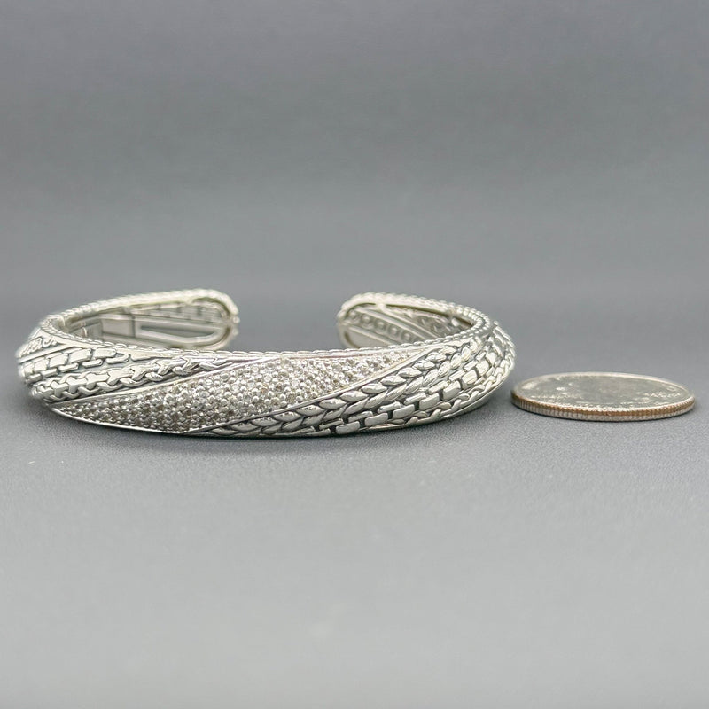 Estate Jai SS White Sapphire Cuff Bracelet - Walter Bauman Jewelers