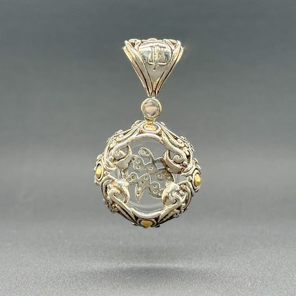 Estate John Hardy SS 18 6.87ct Rock Crystal & 0.28cttw H/SI2 Diamond Butterfly Pendant - Walter Bauman Jewelers
