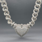Estate Judith Ripka SS CZ Heart Pave Necklace - Walter Bauman Jewelers