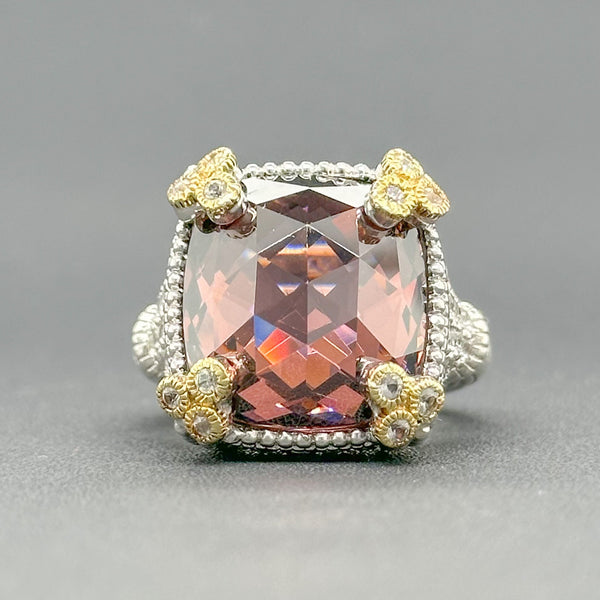 Estate Judith Ripka SS Pink Doublet & CZ Cocktail Ring - Walter Bauman Jewelers