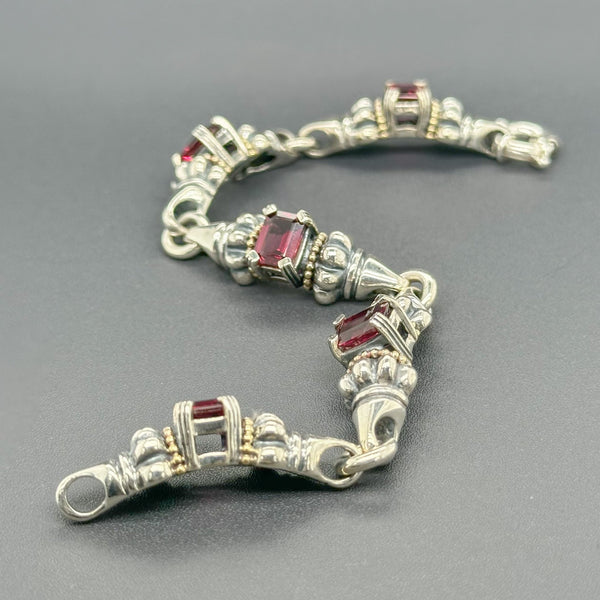 Estate Lagos SS 18 9.00cttw Garnet Classic Station Bracelet - Walter Bauman Jewelers