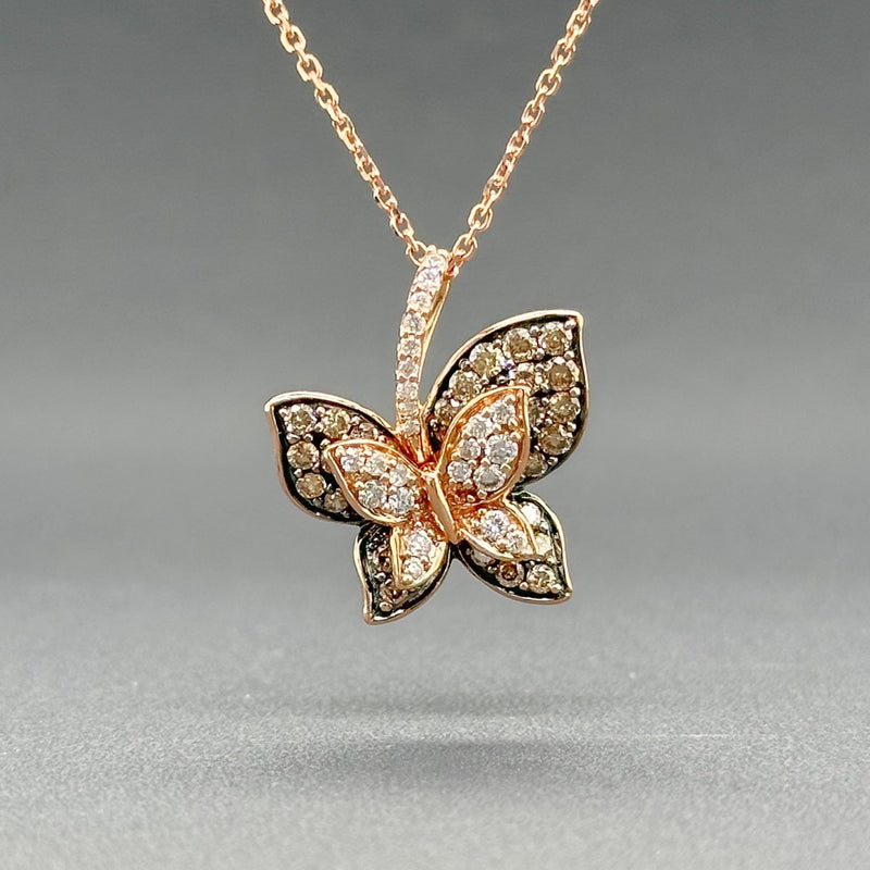 Estate LeVian 14K R Gold 0.74cttw Fancy Brown-G/SI1-2 Diamond Butterfly Pendant - Walter Bauman Jewelers
